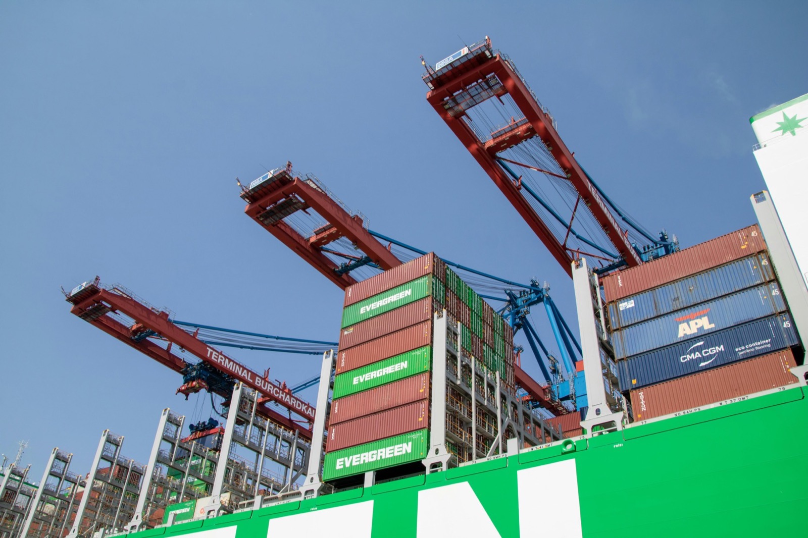 Container ship at export terminal