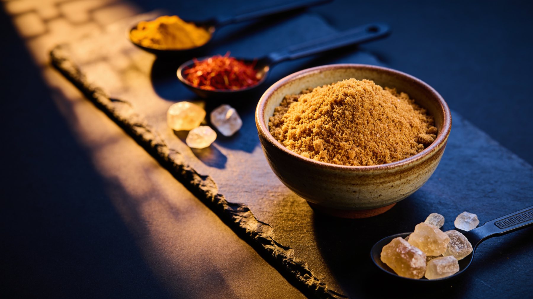 Premium Indian food products — jaggery, rock sugar and spices